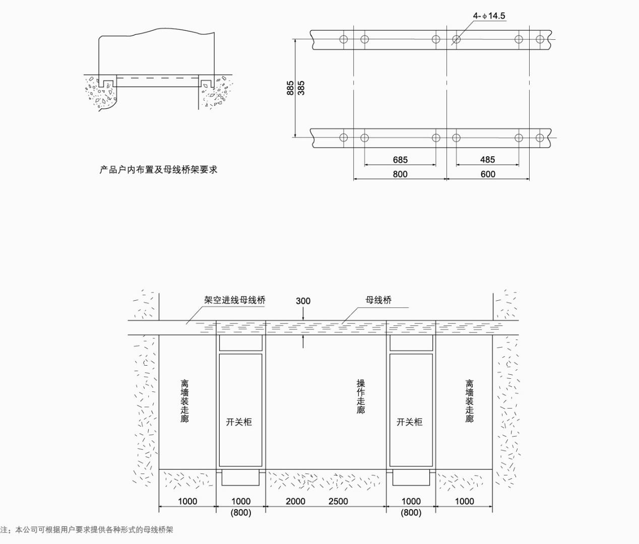 產(chǎn)品戶(hù)內(nèi)布置及母線(xiàn)橋架要求