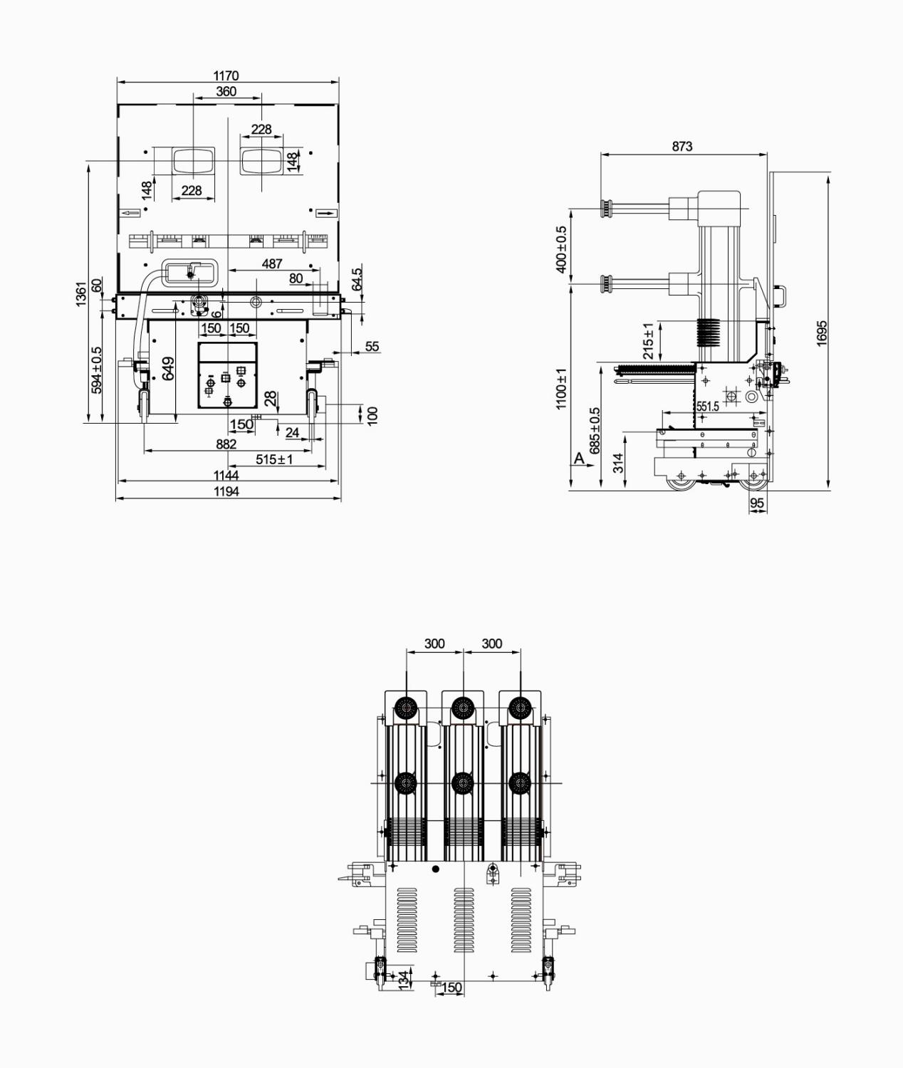 ZN85-40.5戶外高壓真空斷路器外形與安裝圖示